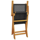 vidaXL 3-delige Bistroset poly rattan en massief hout zwart
