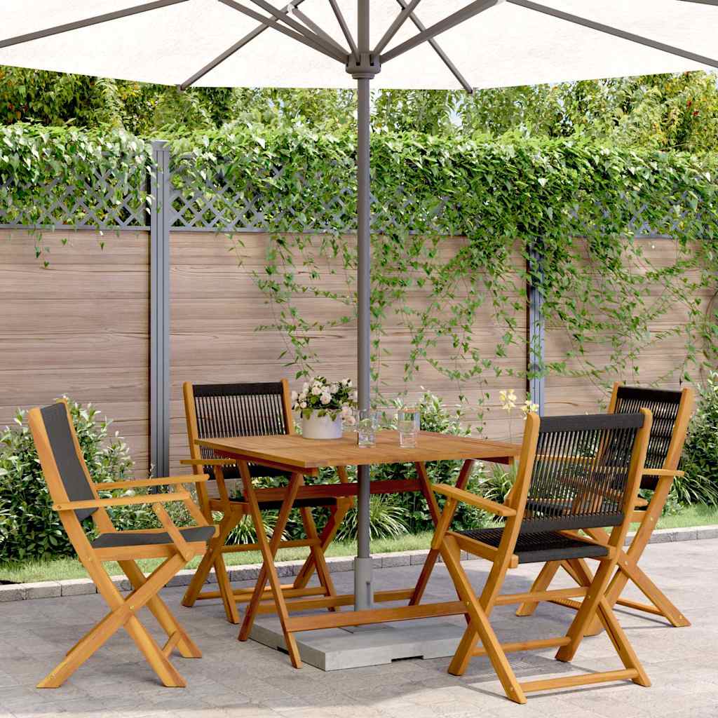 vidaXL 3-delige Bistroset polypropeen en massief hout zwart