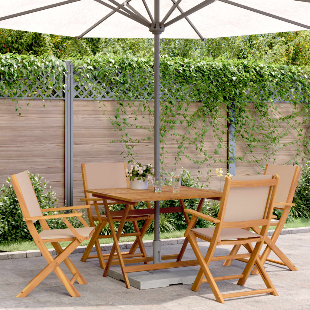 vidaXL 3-delige Bistroset stof en massief hout crèmewit