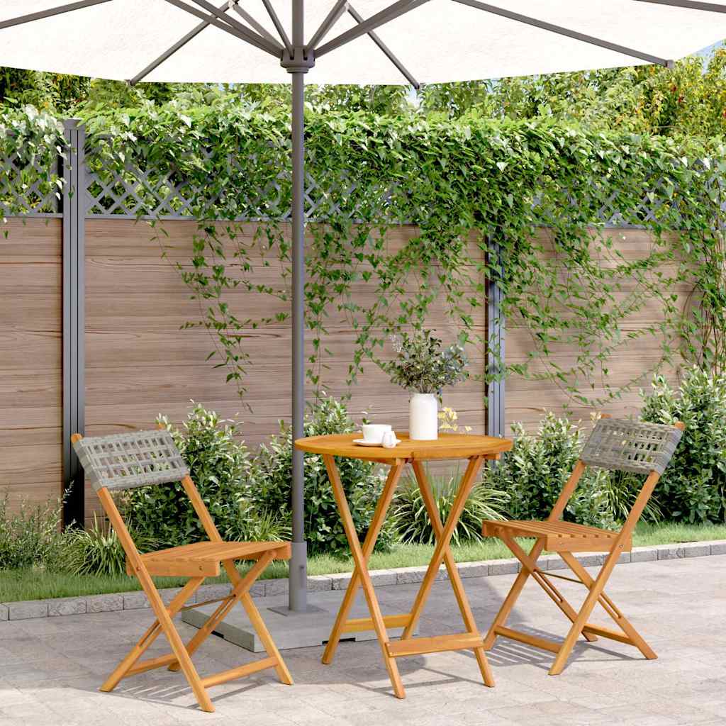 vidaXL 3-delige Bistroset poly rattan en massief hout zwart