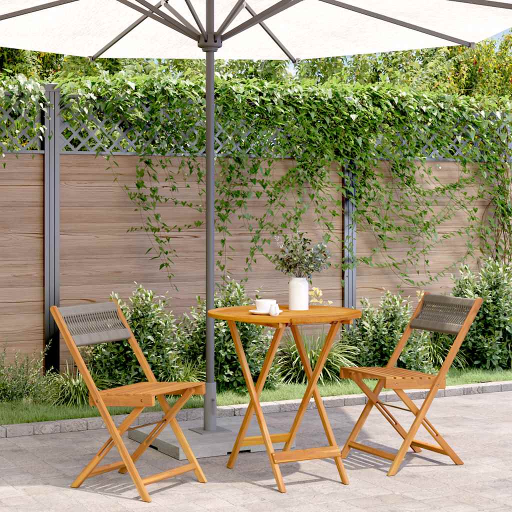 vidaXL 3-delige Bistroset polypropeen en massief hout zwart
