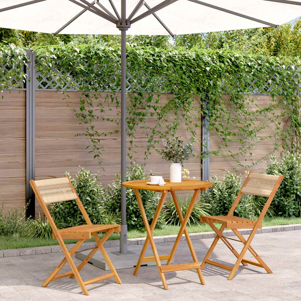 vidaXL 3-delige Bistroset polypropeen en massief hout zwart