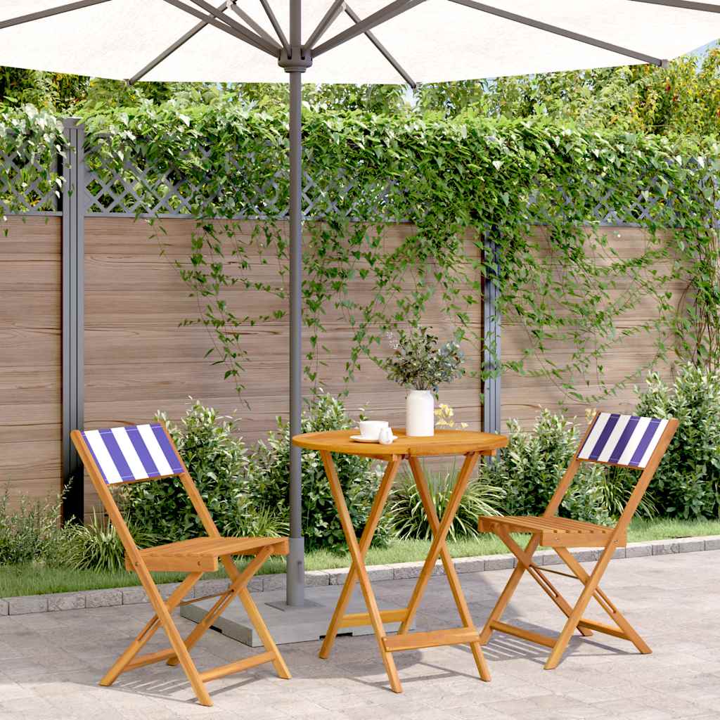 vidaXL 3-Piece Bistro Set Fabric and Solid Wood Cream