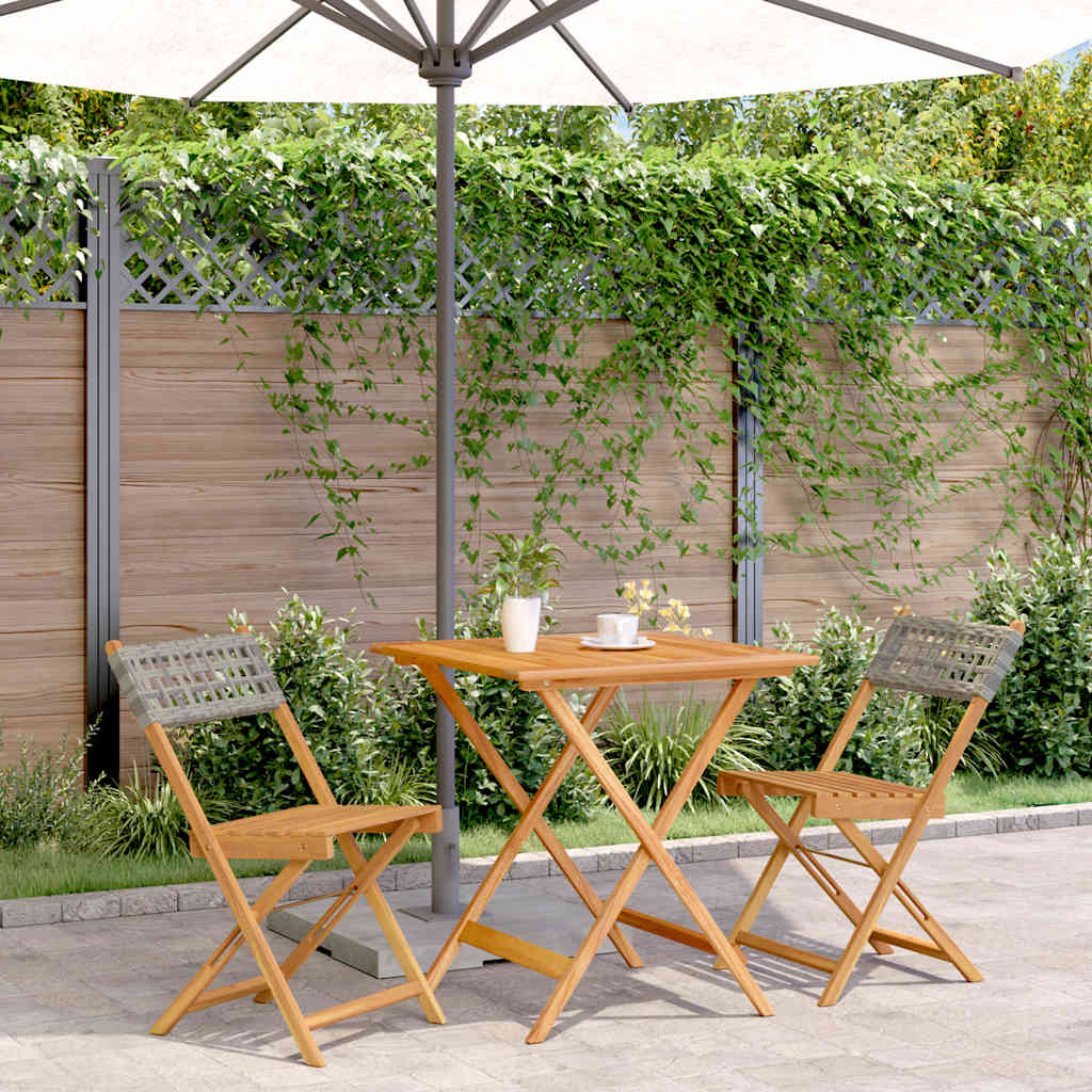 vidaXL 3-delige Bistroset poly rattan en massief hout zwart