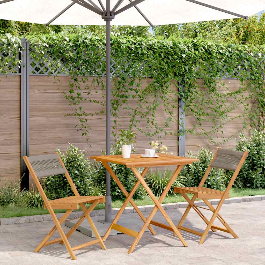 vidaXL 3-delige Bistroset polypropeen en massief hout zwart