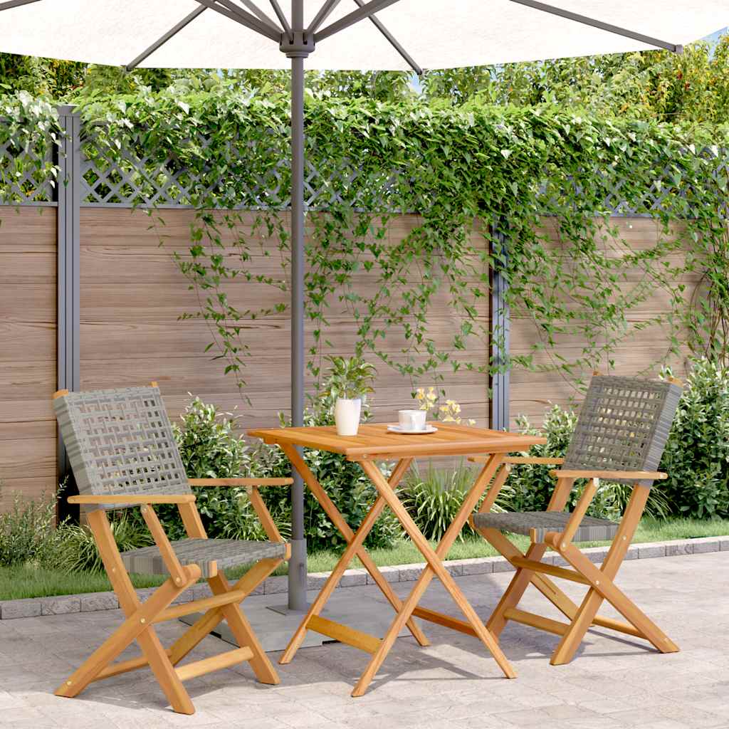 vidaXL 3-delige Bistroset poly rattan en massief hout zwart