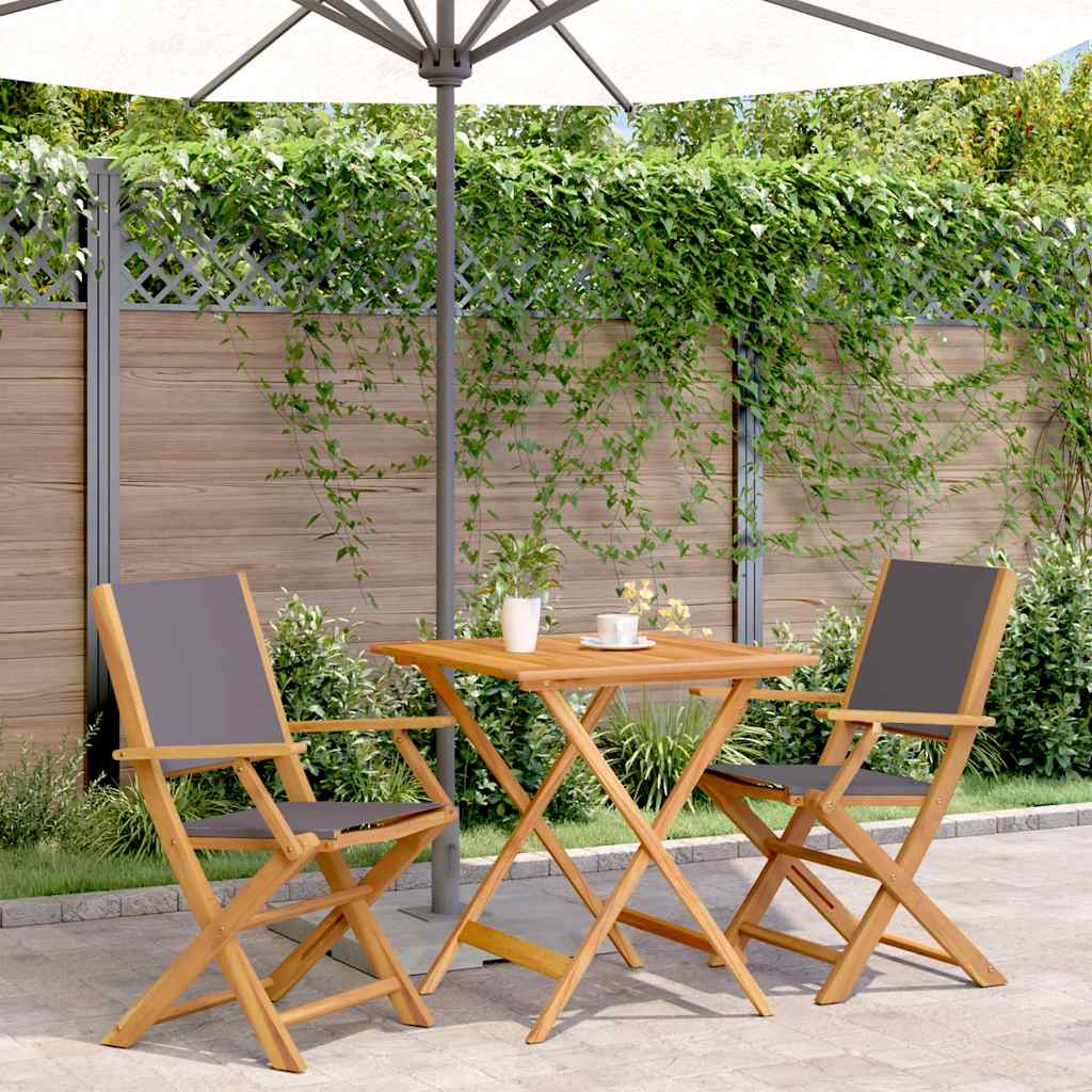 vidaXL 3-delige Bistroset stof en massief hout crèmewit