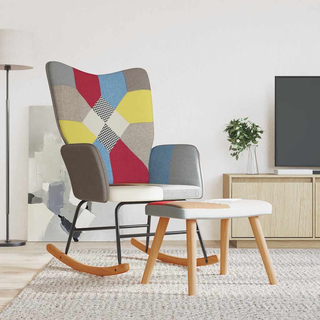 vidaXL Rocking Chair patchwork fabric
