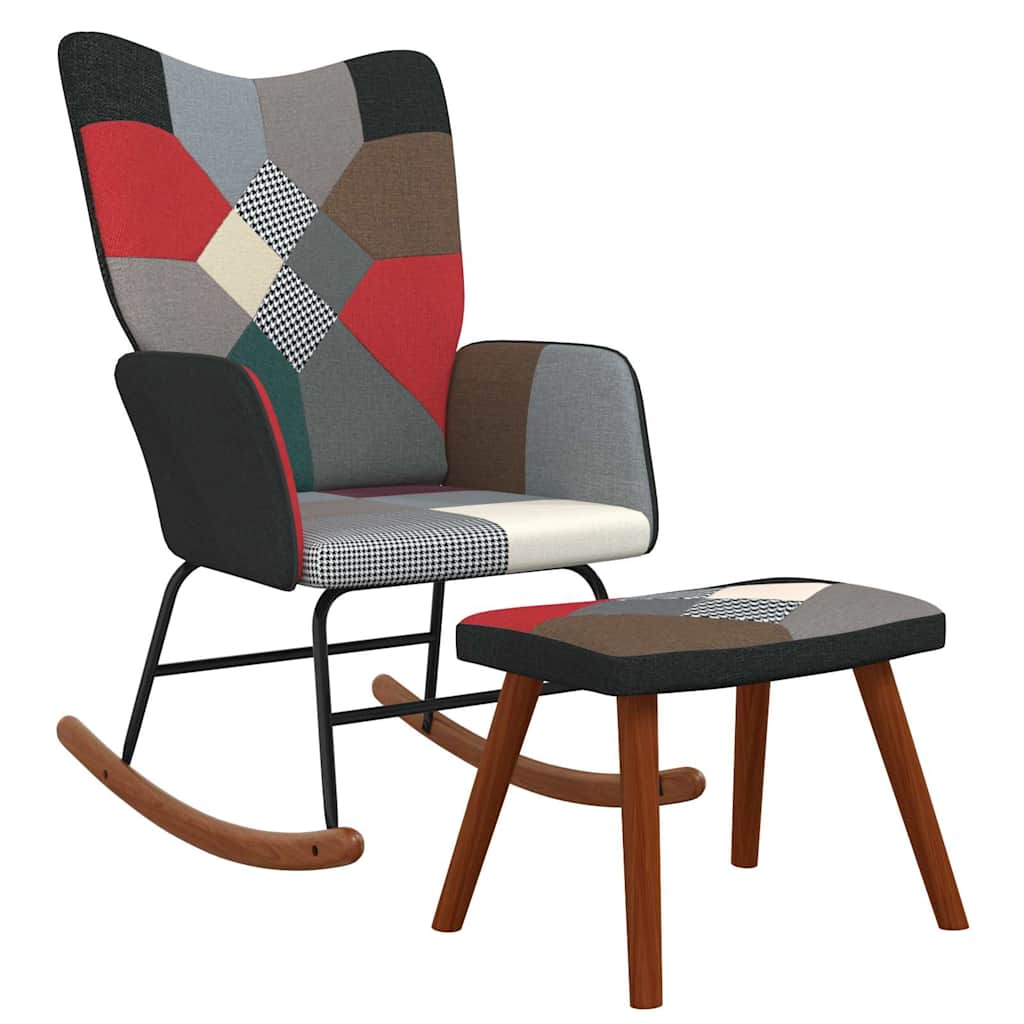 vidaXL Rocking Chair patchwork fabric