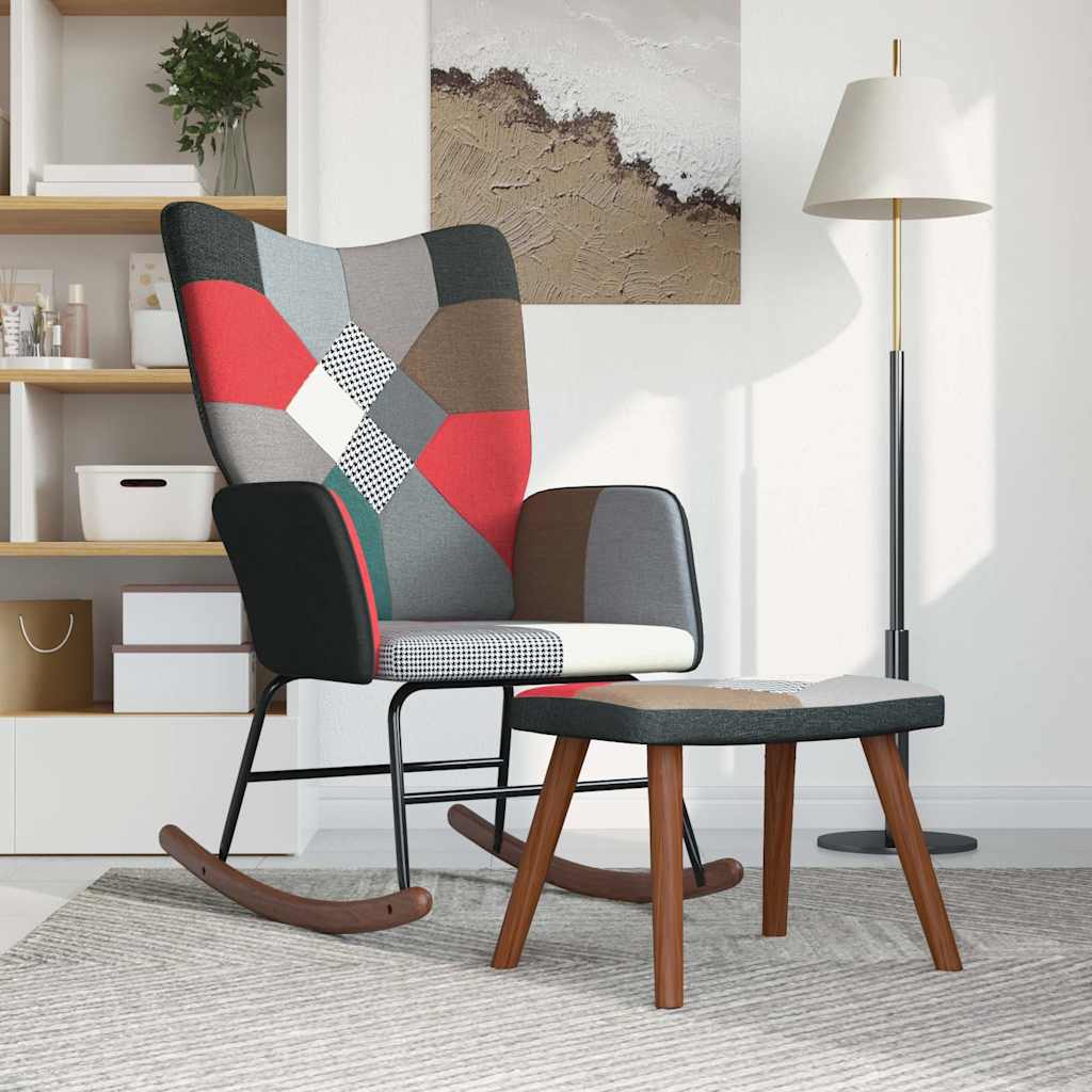 vidaXL Rocking Chair patchwork fabric