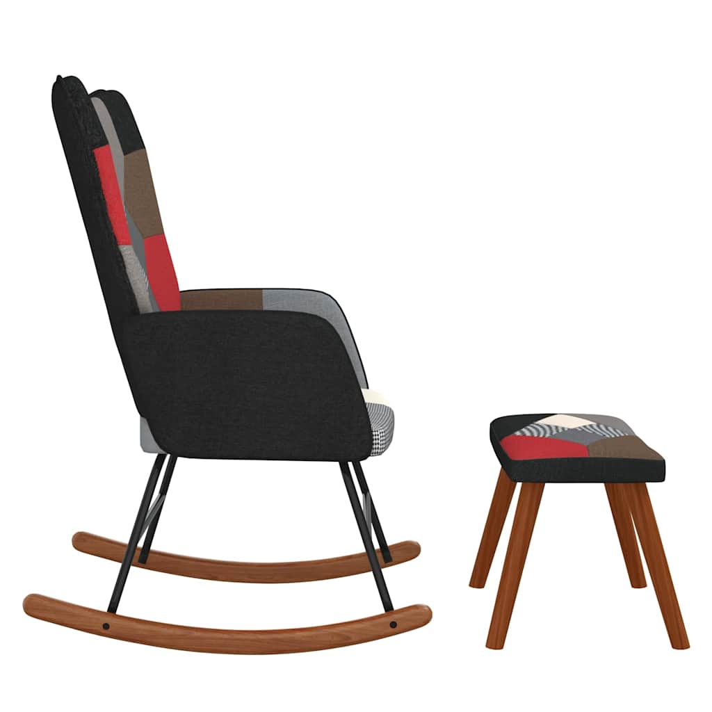 vidaXL Rocking Chair patchwork fabric