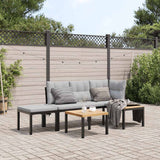 vidaXL 4-delige Loungeset met kussens gepoedercoat staal zwart