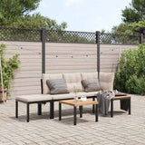 vidaXL 4-delige Loungeset met kussens gepoedercoat staal zwart