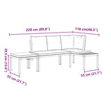 vidaXL 4-delige Loungeset met kussens gepoedercoat staal zwart