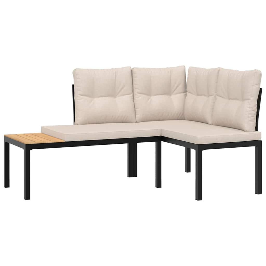 vidaXL 4-delige Loungeset met kussens gepoedercoat staal zwart