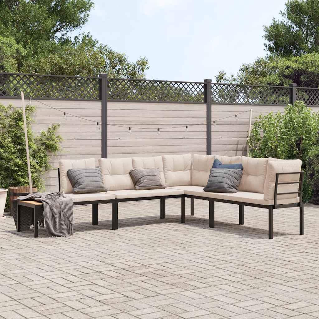 vidaXL 5-piece Lounge Set with Cushions Powder-CoCoated Steel Black