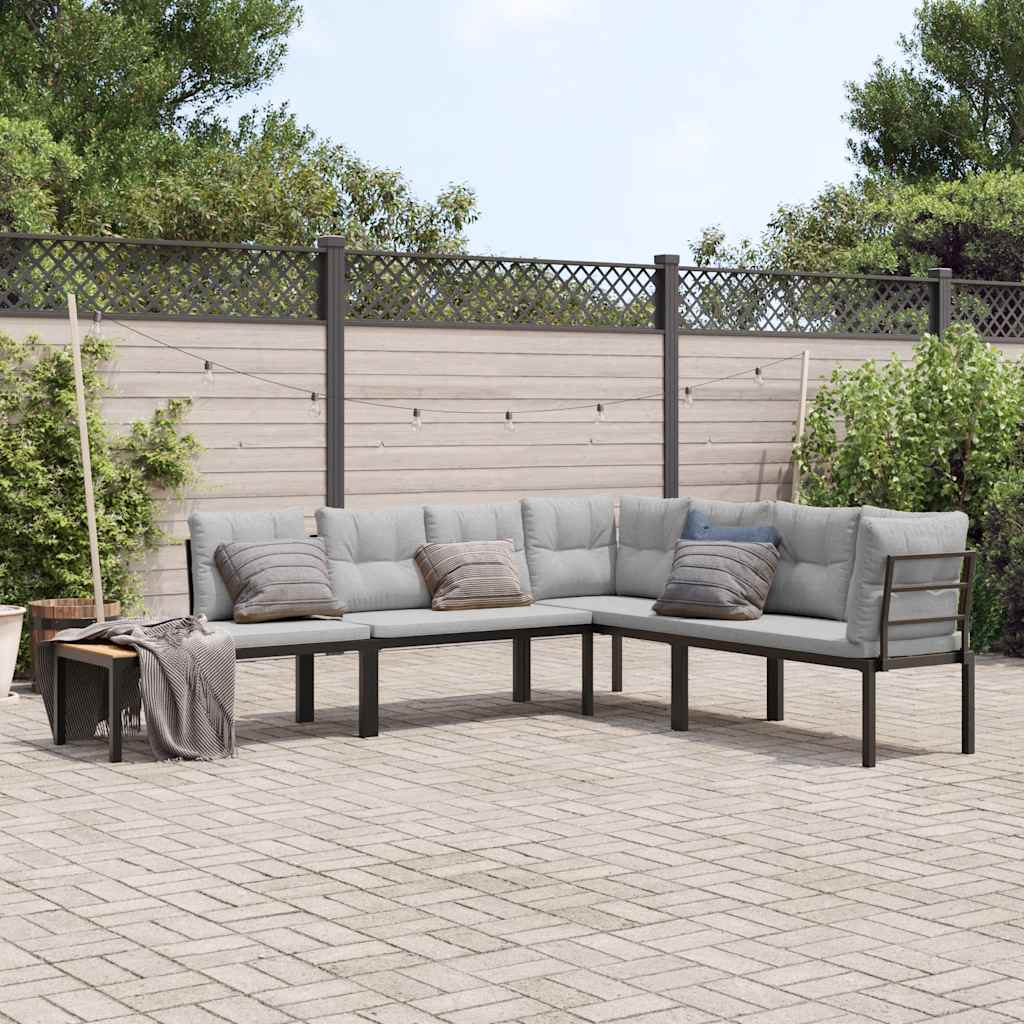 vidaXL 5-piece Lounge Set with Cushions Powder-CoCoated Steel Black