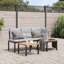 vidaXL 3-Piece Lounge Set with Cushions Powder-Coated Steel Black