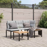 vidaXL 3-Piece Lounge Set with Cushions Powder-Coated Steel Black