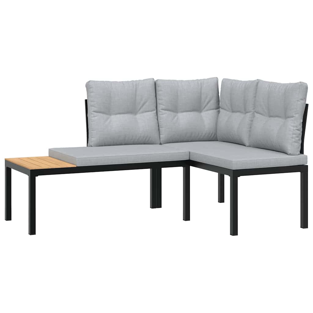 vidaXL 3-Piece Lounge Set with Cushions Powder-Coated Steel Black