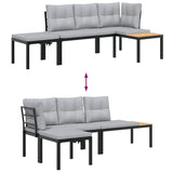 vidaXL 3-Piece Lounge Set with Cushions Powder-Coated Steel Black