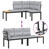 vidaXL 3-Piece Lounge Set with Cushions Powder-Coated Steel Black
