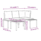 vidaXL 3-Piece Lounge Set with Cushions Powder-Coated Steel Black
