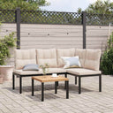 vidaXL 3-Piece Lounge Set with Cushions Powder-Coated Steel Black