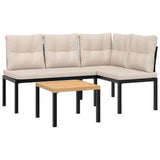 vidaXL 3-Piece Lounge Set with Cushions Powder-Coated Steel Black