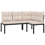 vidaXL 3-Piece Lounge Set with Cushions Powder-Coated Steel Black