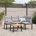 vidaXL 3-Piece Lounge Set with Cushions Powder-Coated Steel Black