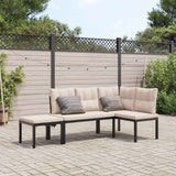 vidaXL 4-delige Loungeset met kussens gepoedercoat staal zwart