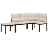 vidaXL 4-delige Loungeset met kussens gepoedercoat staal zwart