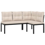 vidaXL 4-delige Loungeset met kussens gepoedercoat staal zwart