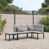 vidaXL 4-delige Loungeset met kussens gepoedercoat staal zwart