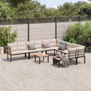 vidaXL 7-Piece Lounge Set with Cushions Powder-Coated Steel Black