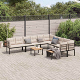 vidaXL 7-Piece Lounge Set with Cushions Powder-Coated Steel Black