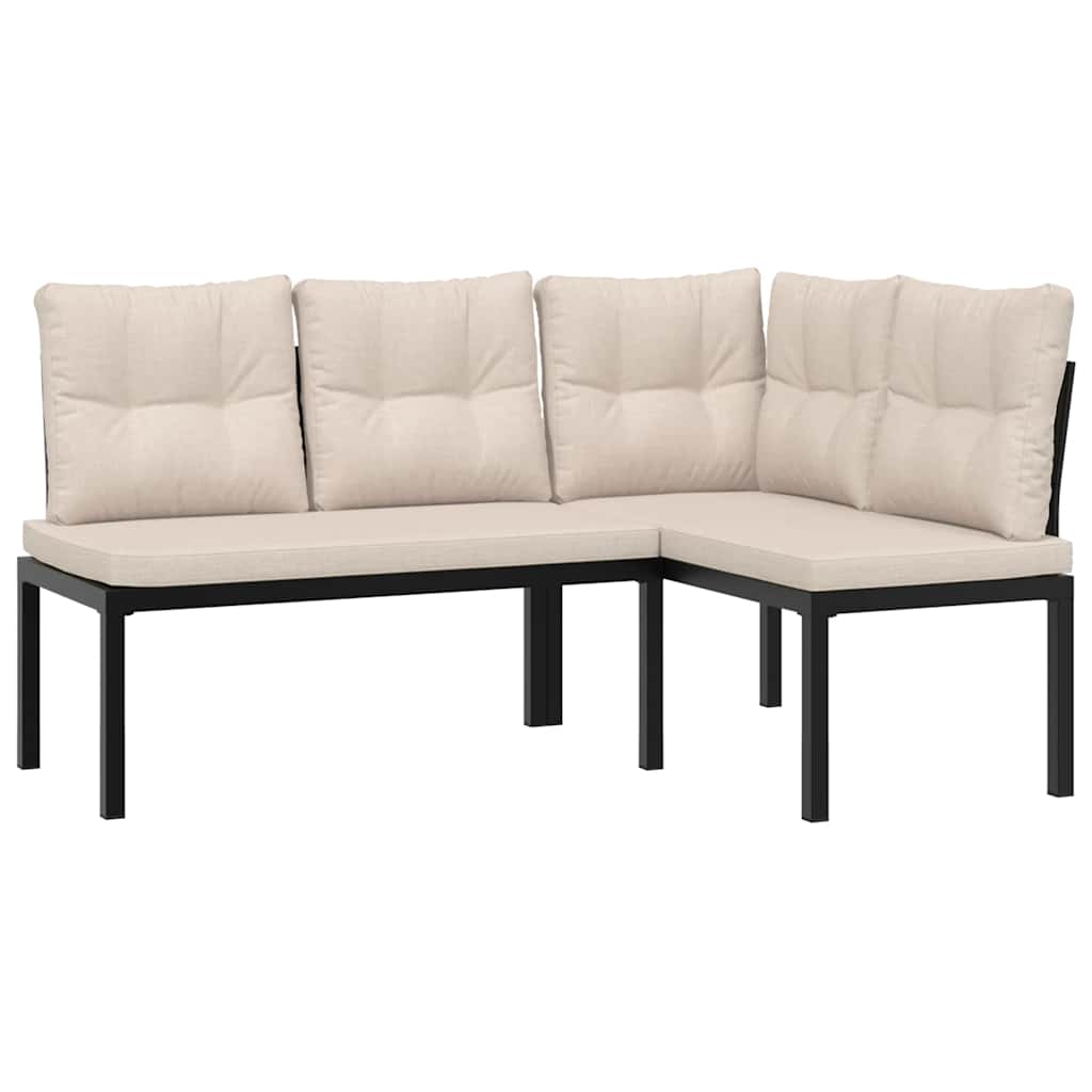 vidaXL 7-Piece Lounge Set with Cushions Powder-Coated Steel Black