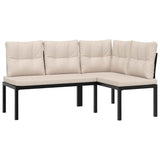 vidaXL 7-Piece Lounge Set with Cushions Powder-Coated Steel Black