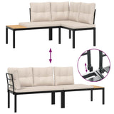 vidaXL 7-Piece Lounge Set with Cushions Powder-Coated Steel Black
