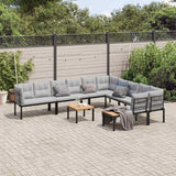 vidaXL 7-Piece Lounge Set with Cushions Powder-Coated Steel Black