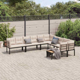 vidaXL 7-Piece Lounge Set with Cushions Powder-Coated Steel Black