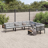 vidaXL 7-Piece Lounge Set with Cushions Powder-Coated Steel Black