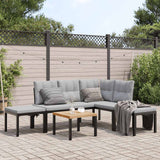 vidaXL 5-Piece Lounge Set with Cushions Powder-Coated Steel Black