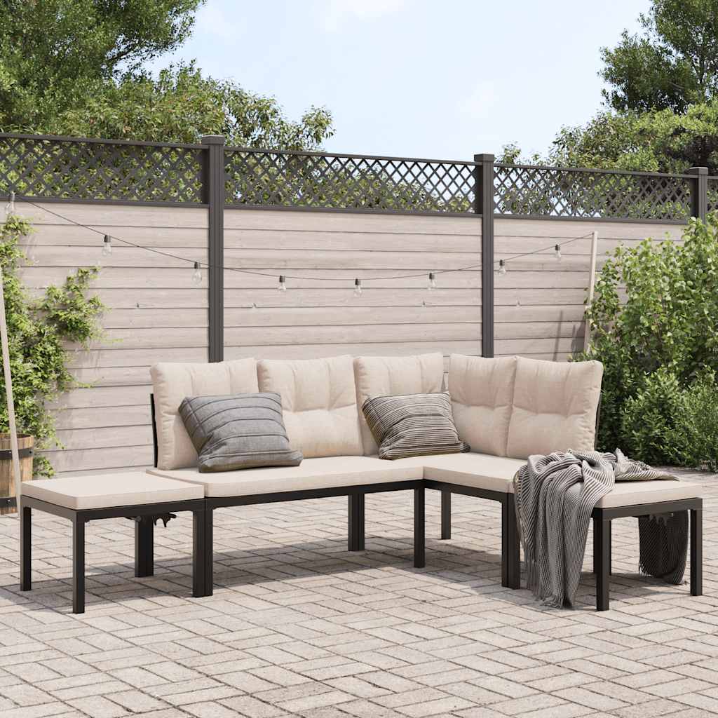 vidaXL 5-Piece Lounge Set with Cushions Powder-Coated Steel Black