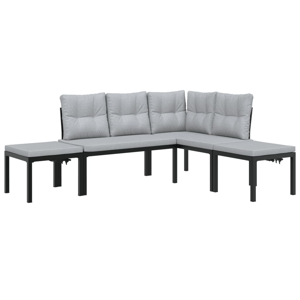 vidaXL 5-Piece Lounge Set with Cushions Powder-Coated Steel Black