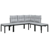 vidaXL 5-Piece Lounge Set with Cushions Powder-Coated Steel Black