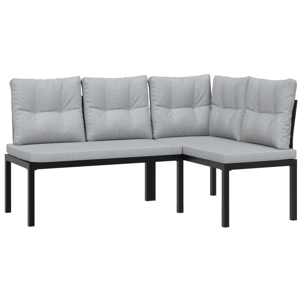 vidaXL 5-Piece Lounge Set with Cushions Powder-Coated Steel Black