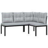 vidaXL 5-Piece Lounge Set with Cushions Powder-Coated Steel Black