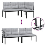 vidaXL 5-Piece Lounge Set with Cushions Powder-Coated Steel Black